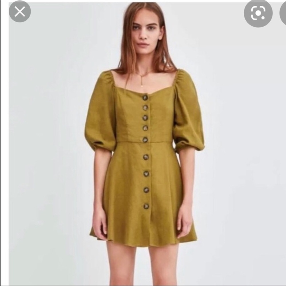 Zara linen buttoned dress!